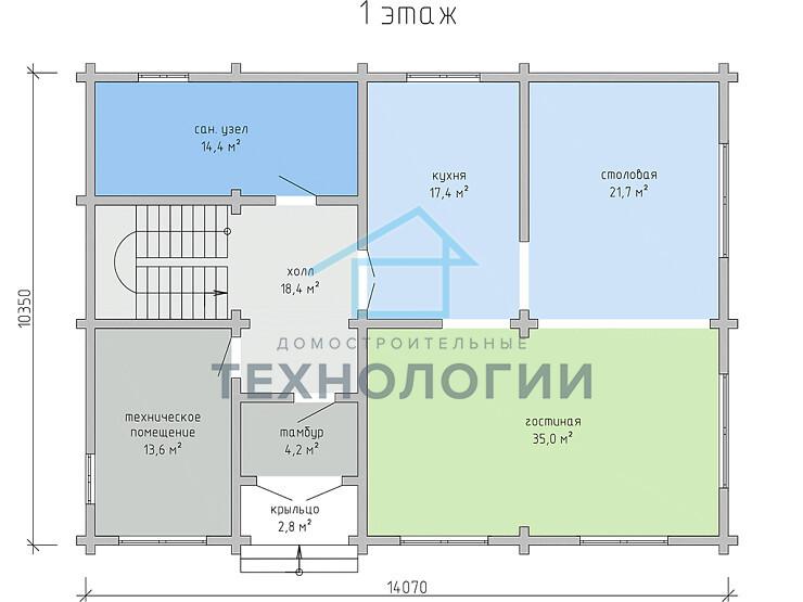 Дом шале из бруса в полтора этажа 10х14 с котельной Селена